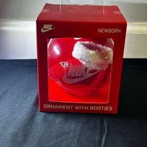 Nike Red and White Newborn Ornament with Booties